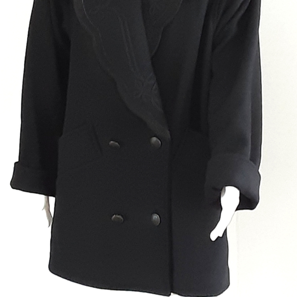 VTG DAVID BENJAMIN Double Breast 100% Wool Wide Suede Trim Collar Coat - Picture 7 of 12